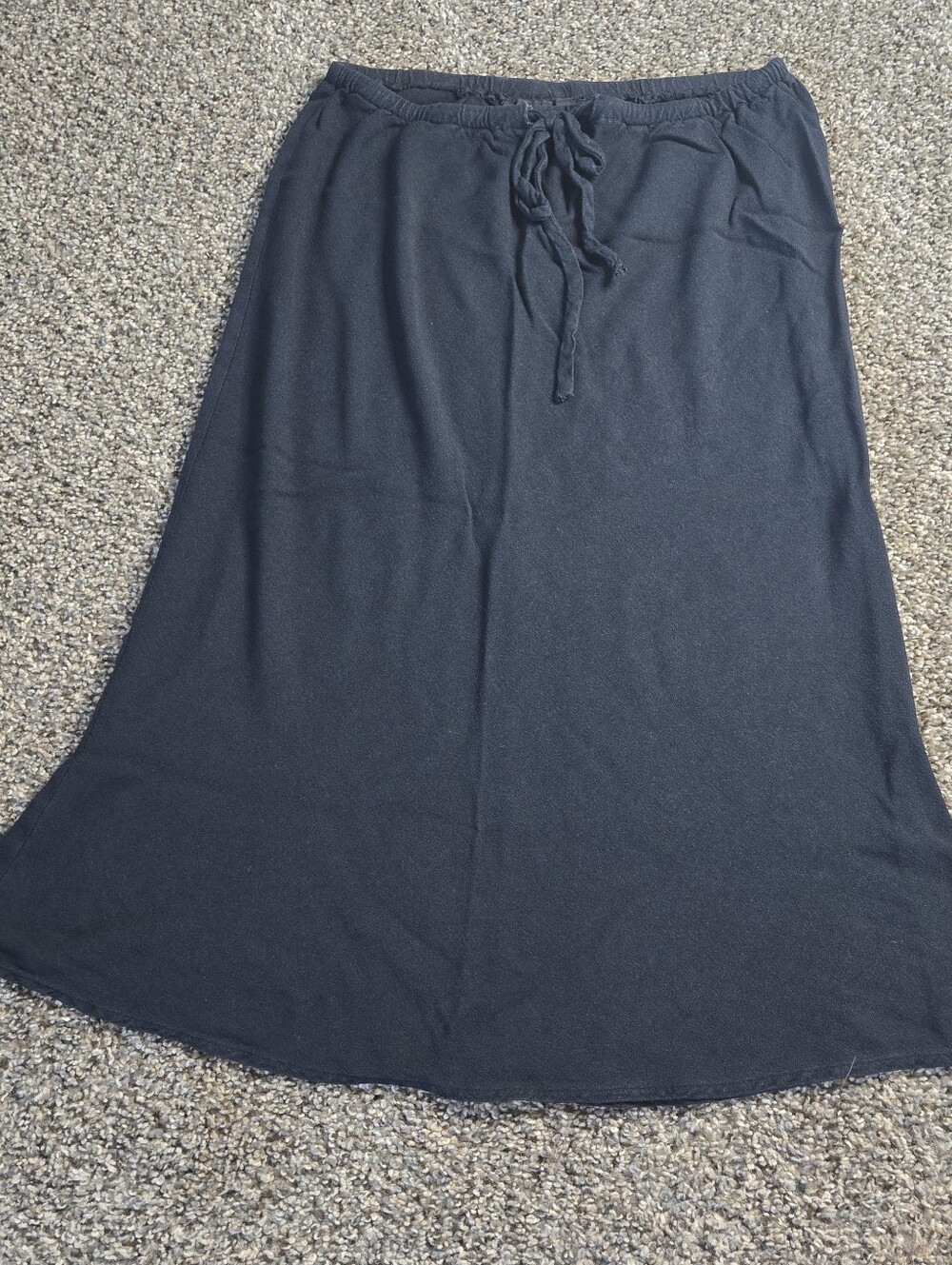 Vintage Retro Carole Little Petites Black Midi Maxi Lightweight Drawstring Skirt